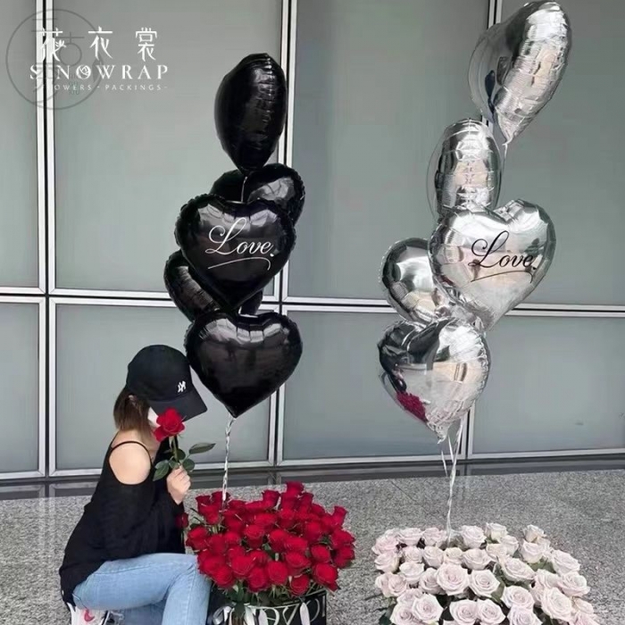 18寸爱心铝箔气球花束搭配