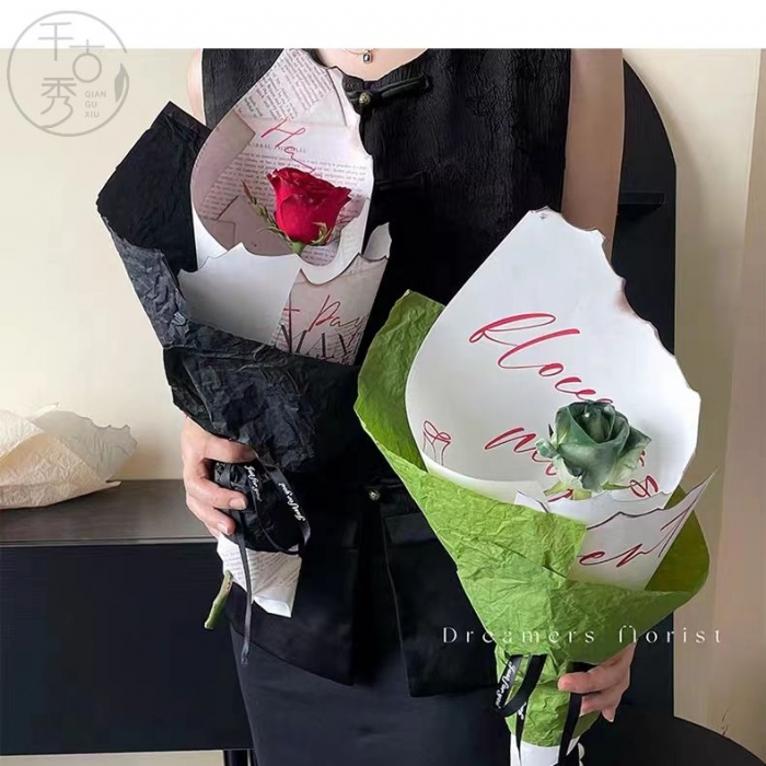 七夕新款烈焰爱人烧边纸花店花艺包花纸